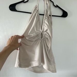 Bebe Elegant Cream Halter Top